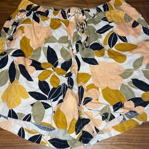 Rachel Zoe Women's 100% Linen Shorts Plus 1X 36-40" Elastic Waist Floral Pull On